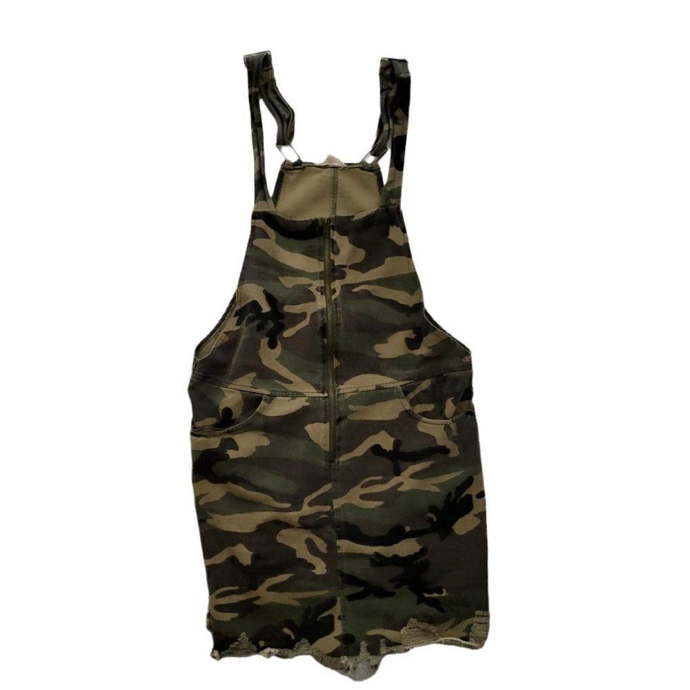 𝅺EE some Womens Pinafore Camouflage Denim Overalls Dress Size L
